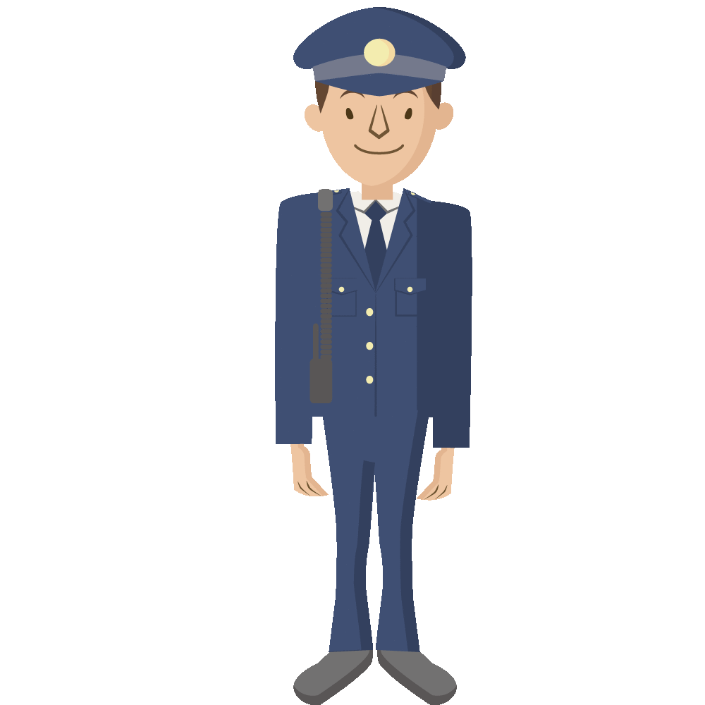 シンプルでかわいい警官が敬礼するGIFアニメ素材