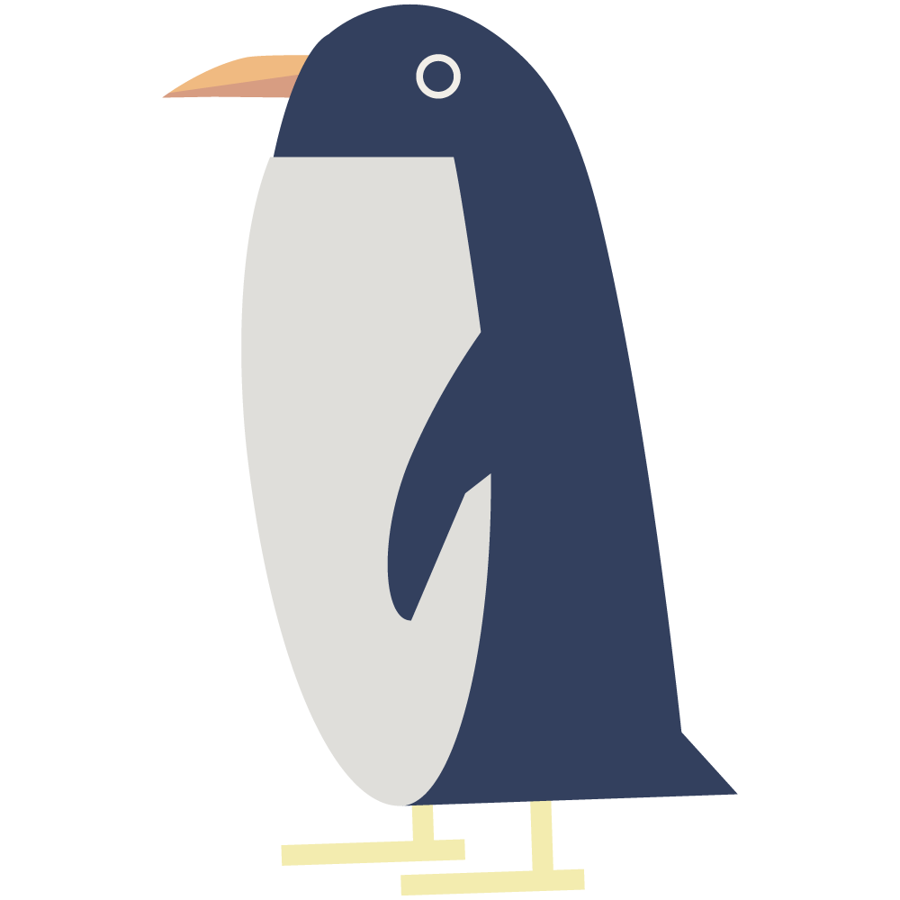 シンプルでかわいいフラットデザインなペンギンの素材