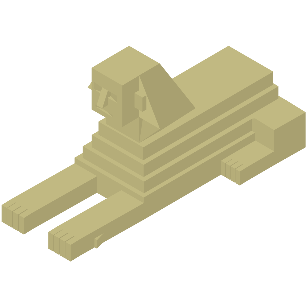 シンプルでかわいいアイソメトリックのエジプトのスフィンクスのイラスト素材