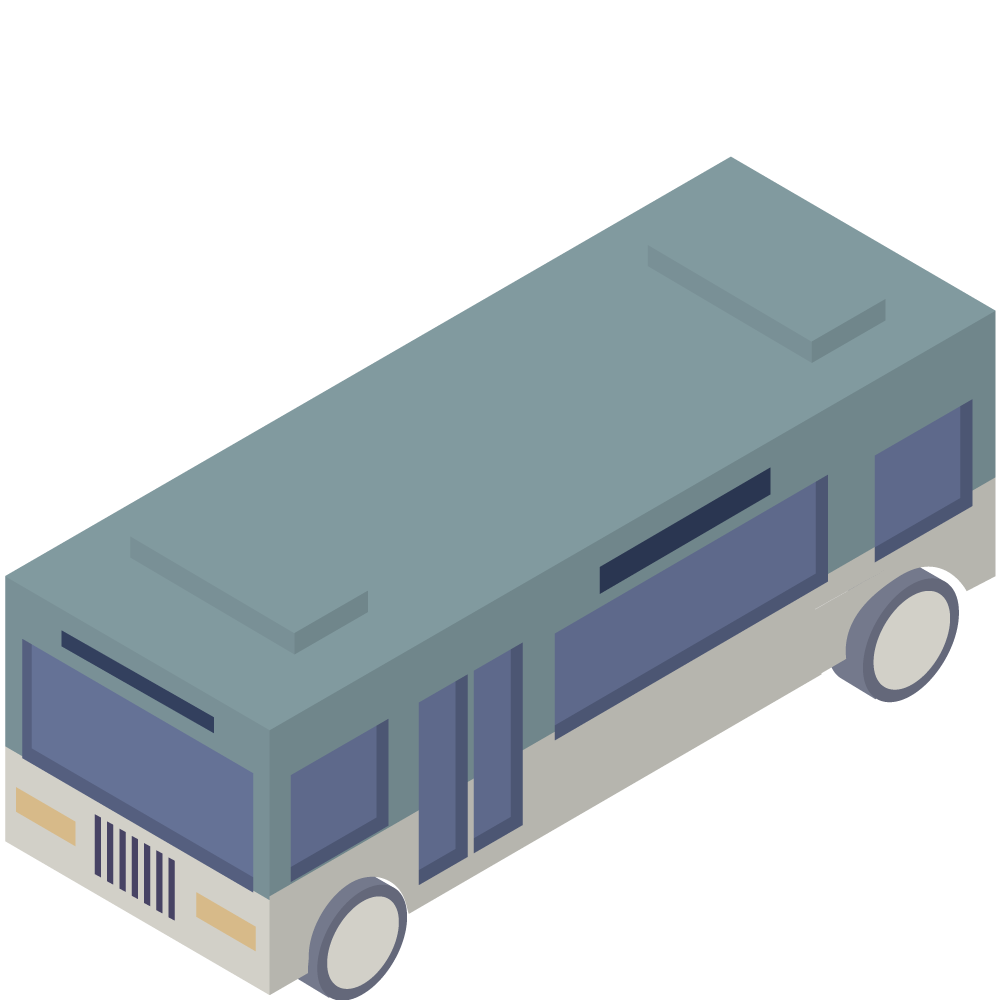 シンプルでかわいいアイソメトリックの青いバスの素材