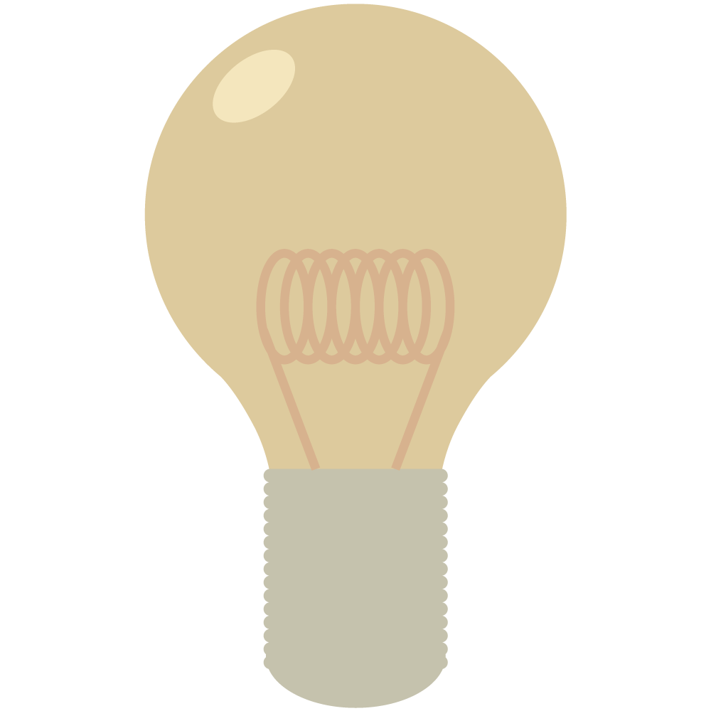 シンプルでかわいいフラットデザインの電球のイラスト素材